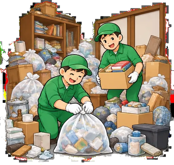 ゴミ屋敷の片付けはどう進める？自力とプロの違い・手順・費用の考え方のイメージイラスト